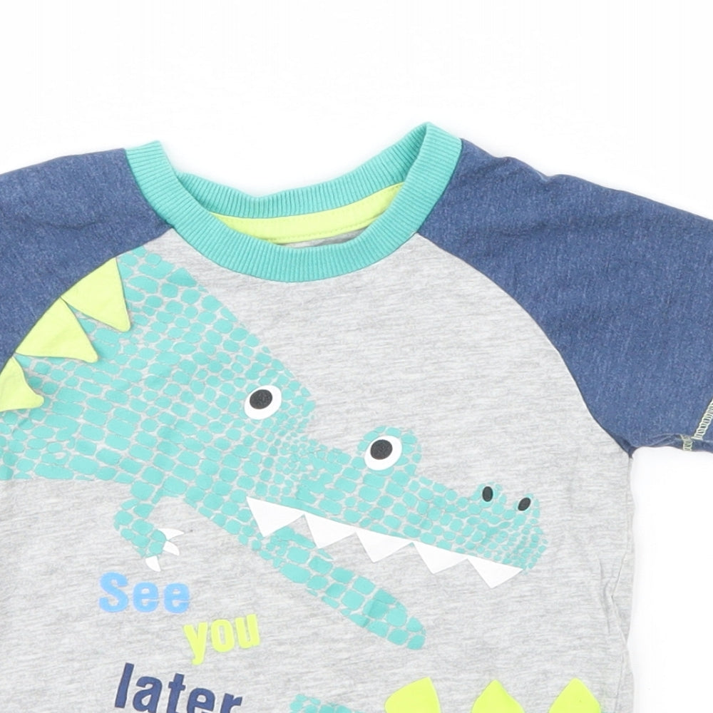 Matalan Baby Grey   Basic T-Shirt Size 18-24 Months  - See You Later Alligator