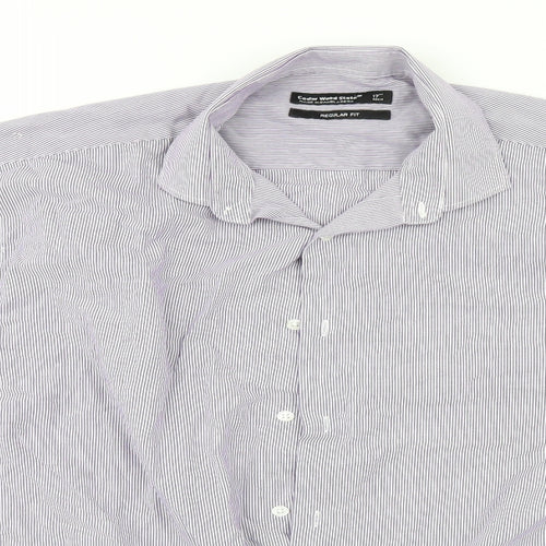 Cedar Wood State Mens Blue Striped   Button-Up Size 17