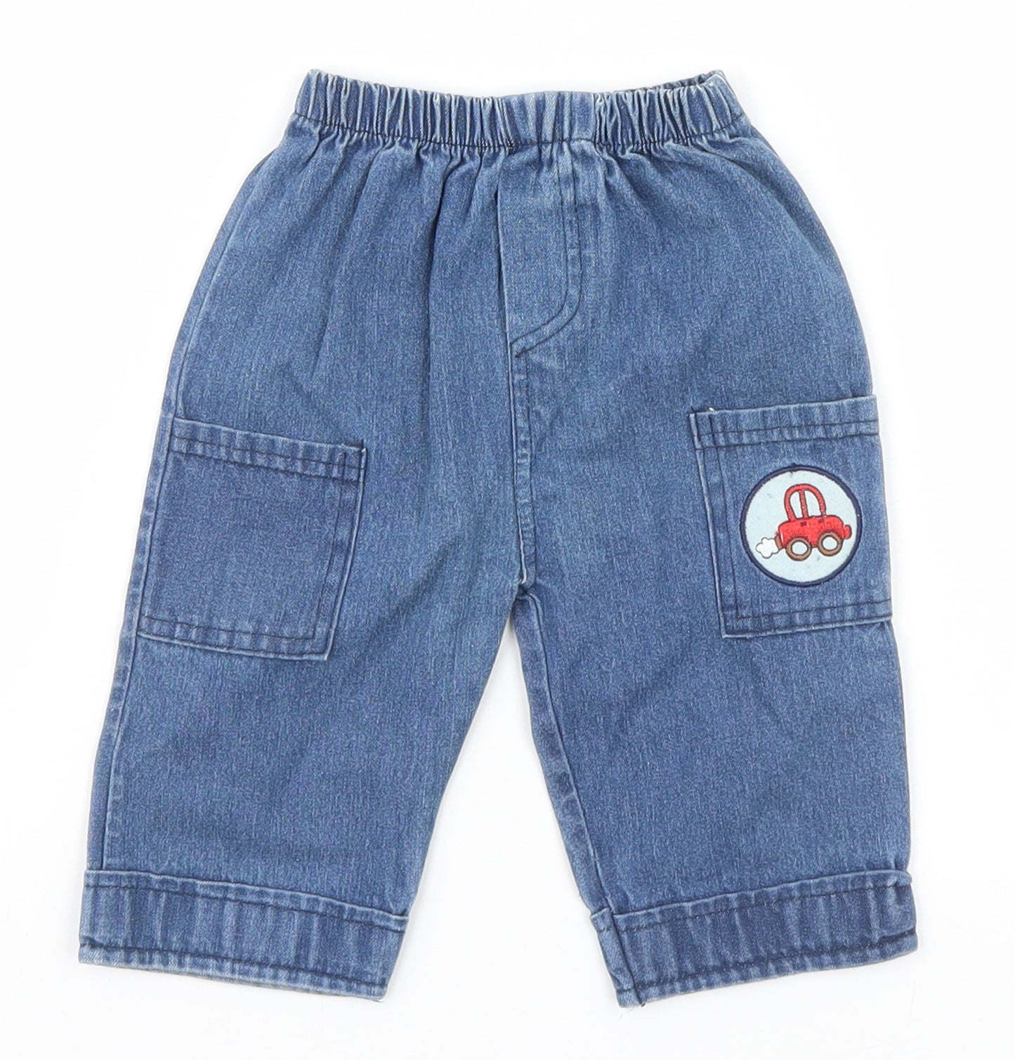 Baby C Boys Blue   Cargo Jeans Size 6-9 Months  - Car