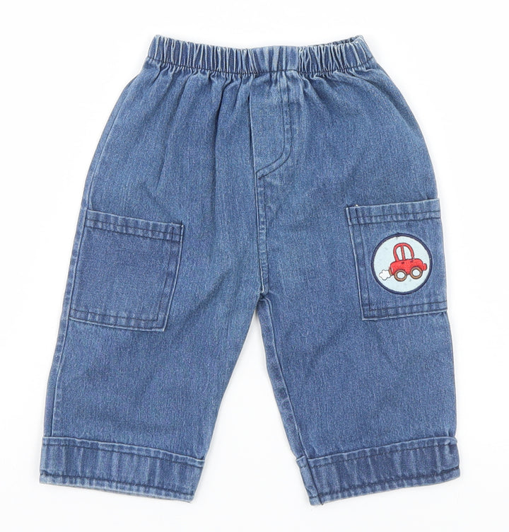 Baby C Boys Blue Cargo Jeans Size 6-9 Months - Car