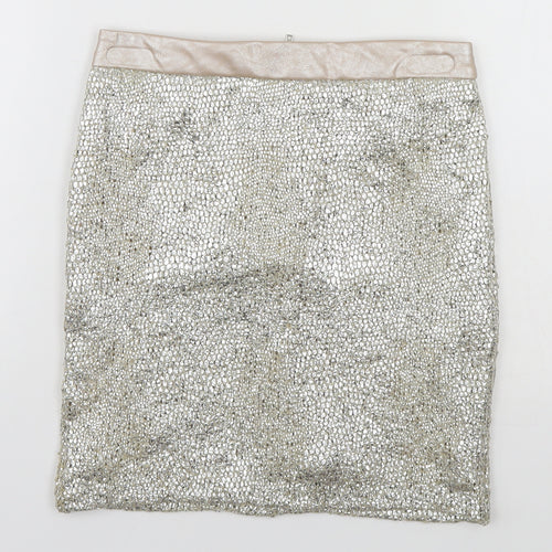 Miss Selfridge Womens Silver   Straight & Pencil Skirt Size 4