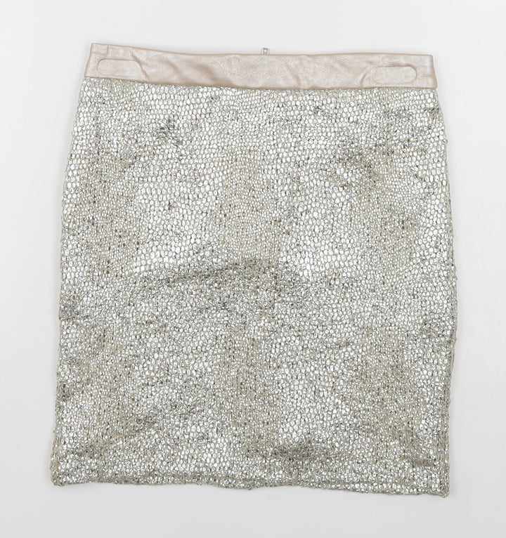 Miss Selfridge Womens Silver Straight & Pencil Skirt Size 4