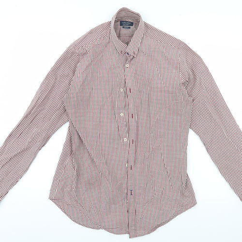 Zara Mens White Check   Button-Up Size L