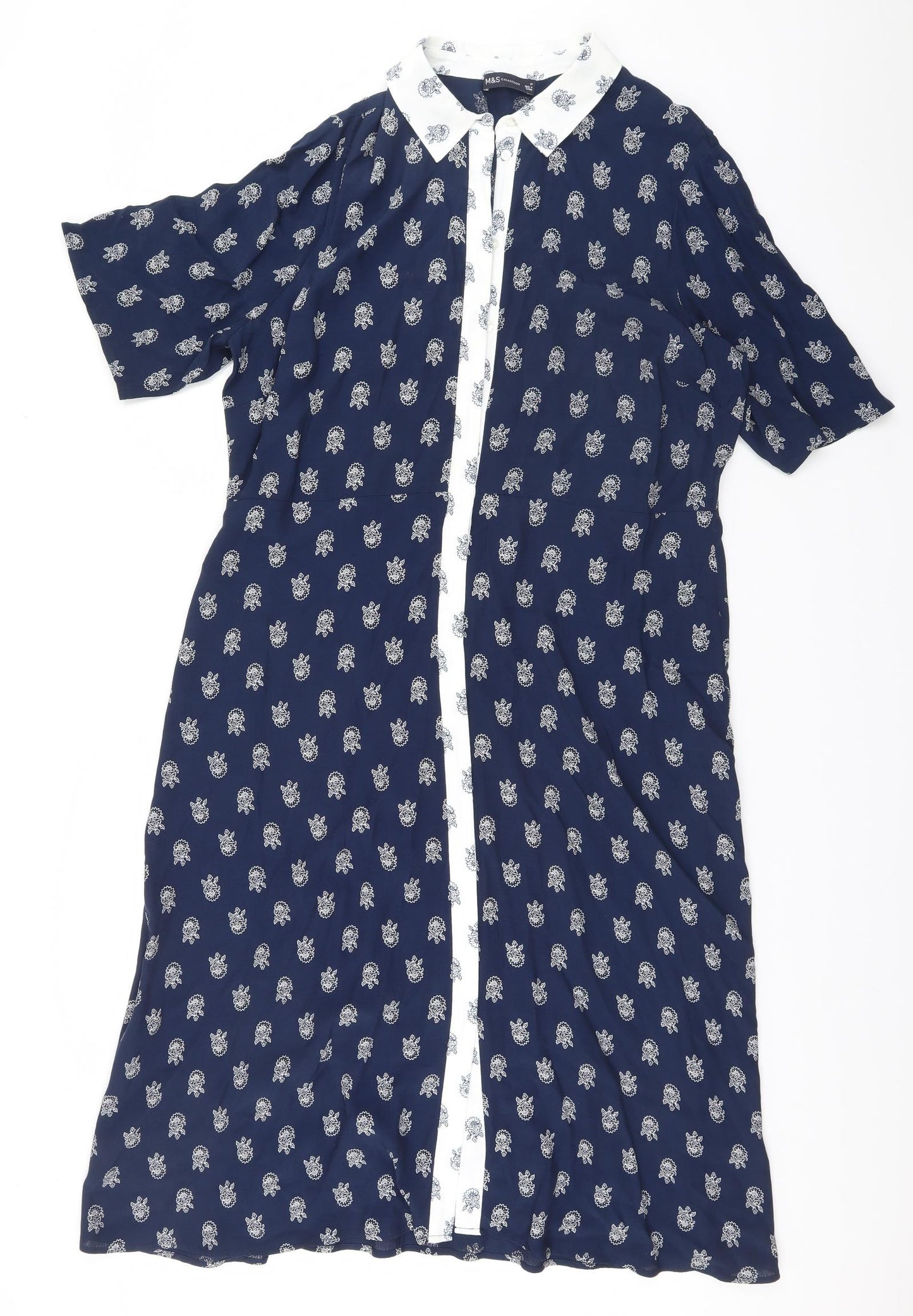 Marks and Spencer Womens Blue Geometric  Top Dress Size 18