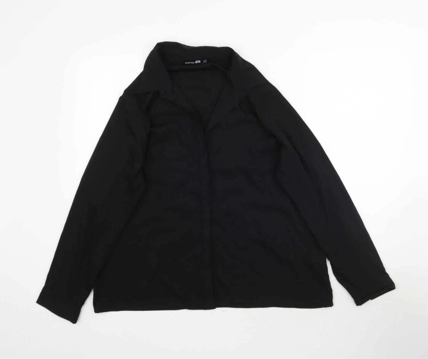 Boohoo Womens Black   Basic Button-Up Size 16