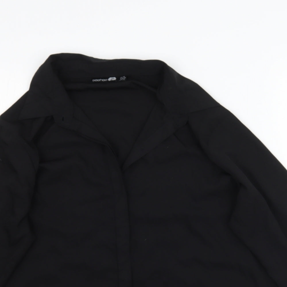 Boohoo Womens Black   Basic Button-Up Size 16