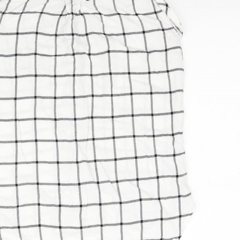 Matalan Womens White Plaid  Basic Button-Up Size 8