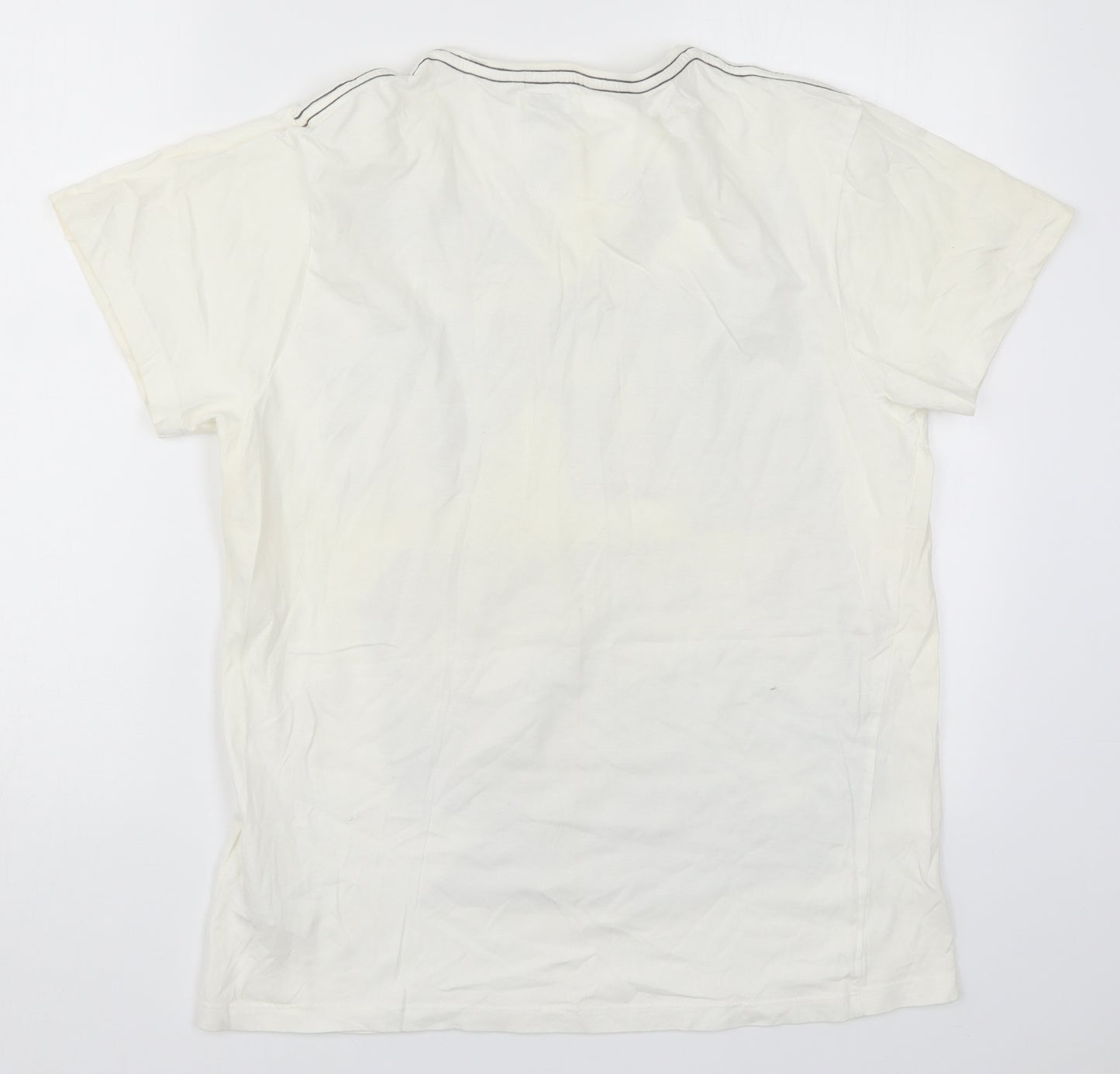 Cedar Wood State Mens White    T-Shirt Size L  - Abstract
