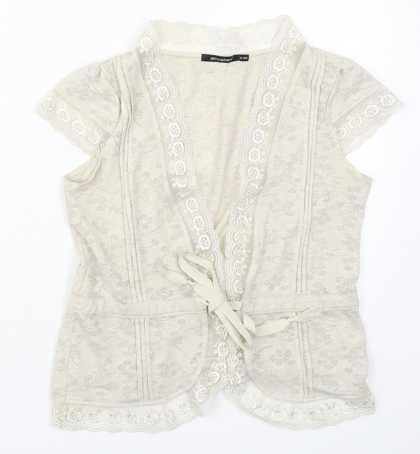 Atmosphere Womens Beige Floral Lace Cardigan Jumper Size 12