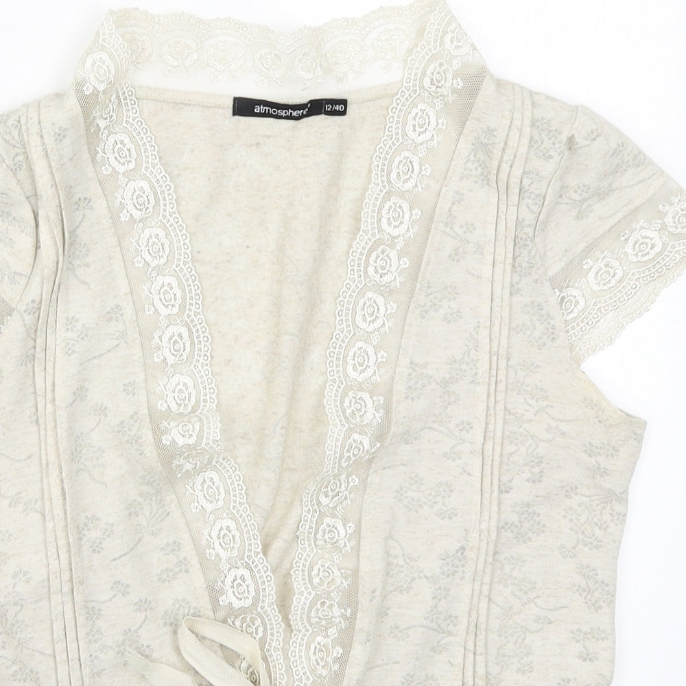 Atmosphere Womens Beige Floral Lace Cardigan Jumper Size 12