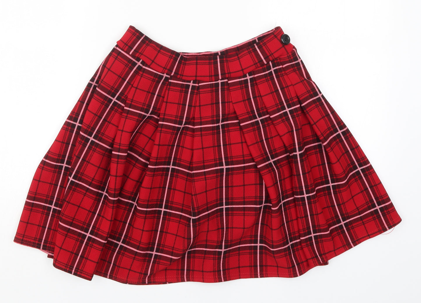 PRETTYLITTLETHING Womens Red Check  Skater Skirt Size 10