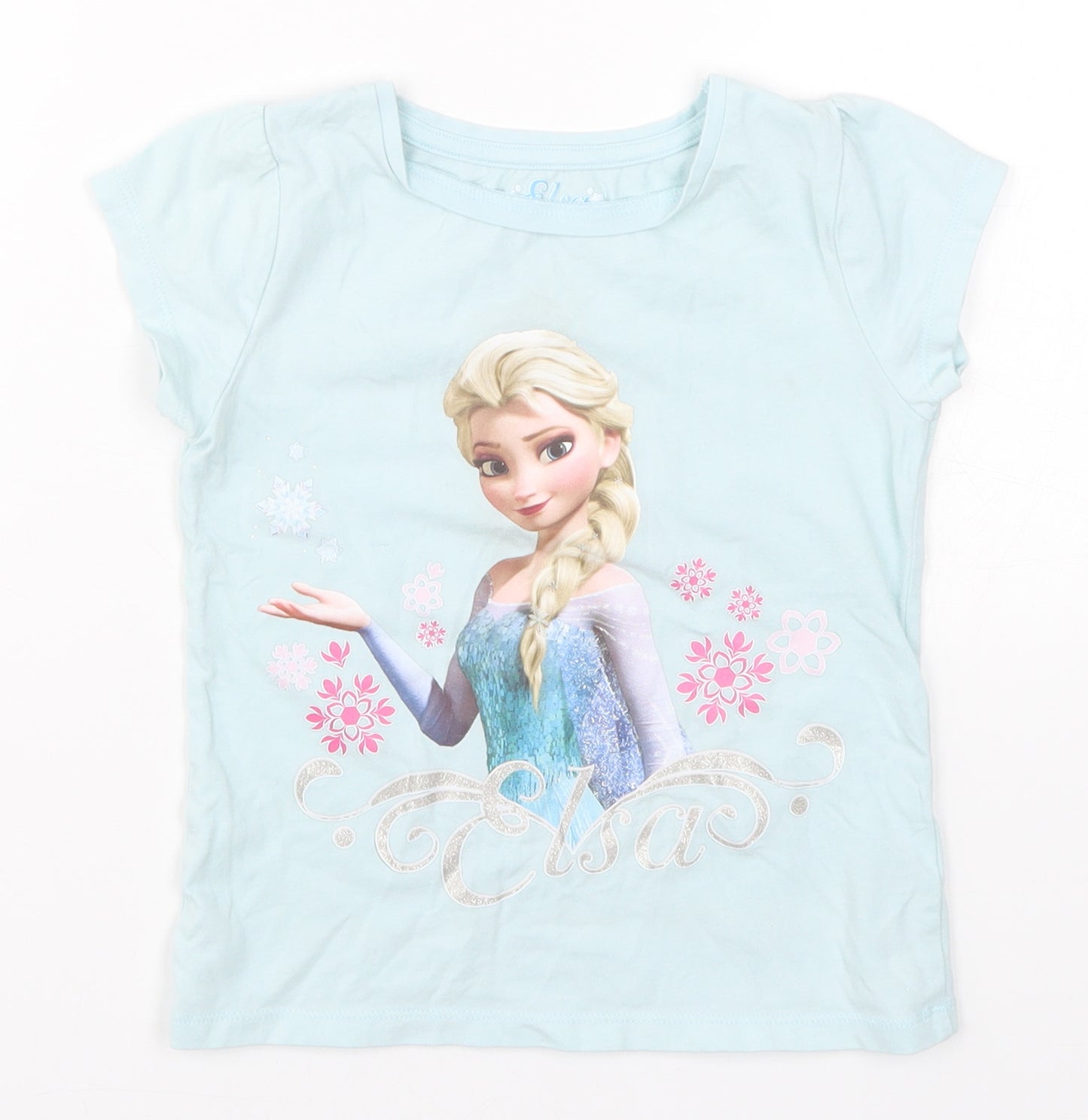 Matalan Girls Blue   Basic T-Shirt Size 4-5 Years  - Frozen Elsa