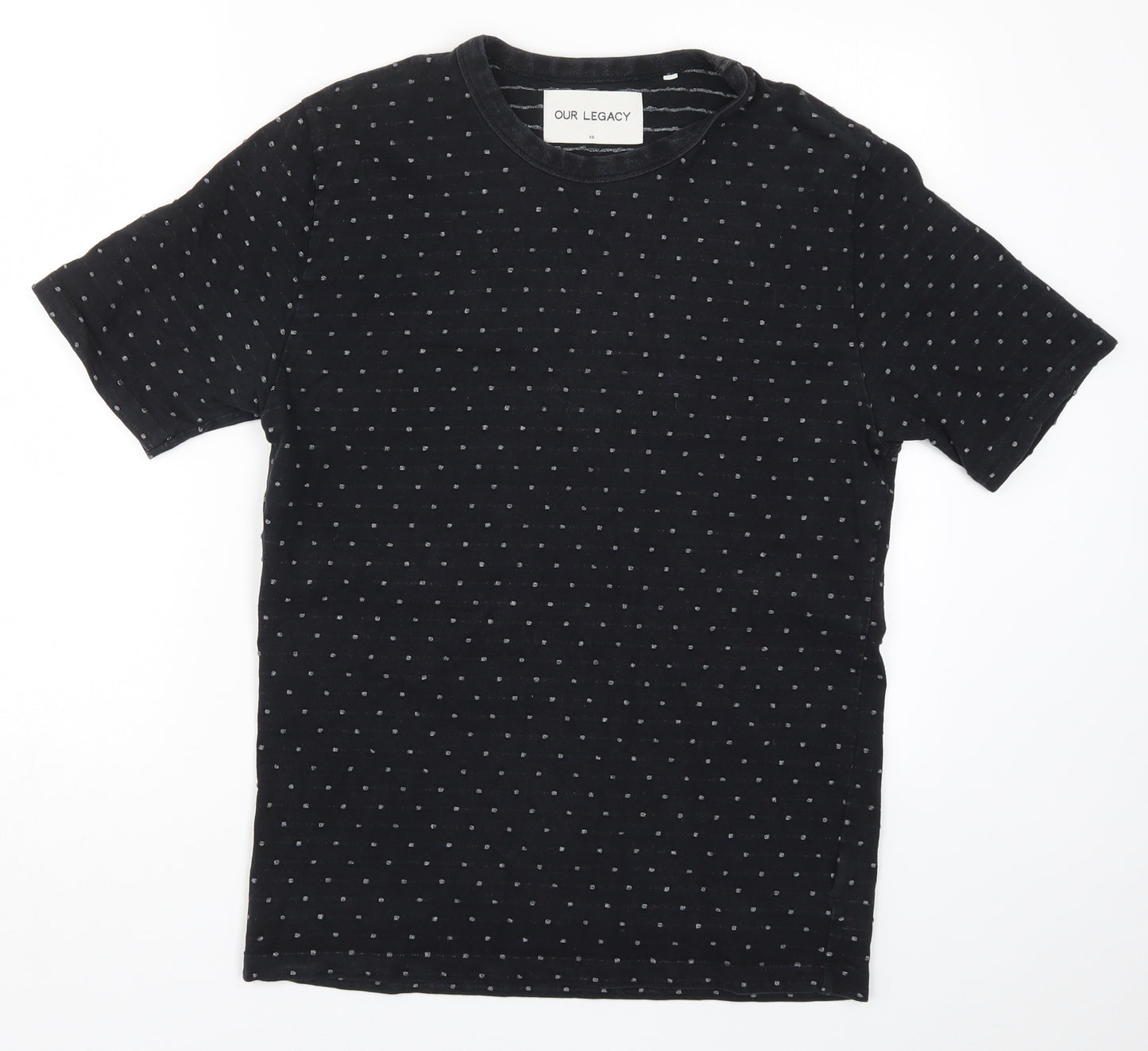 OUR LEGACY Mens Black Polka Dot   T-Shirt Size M