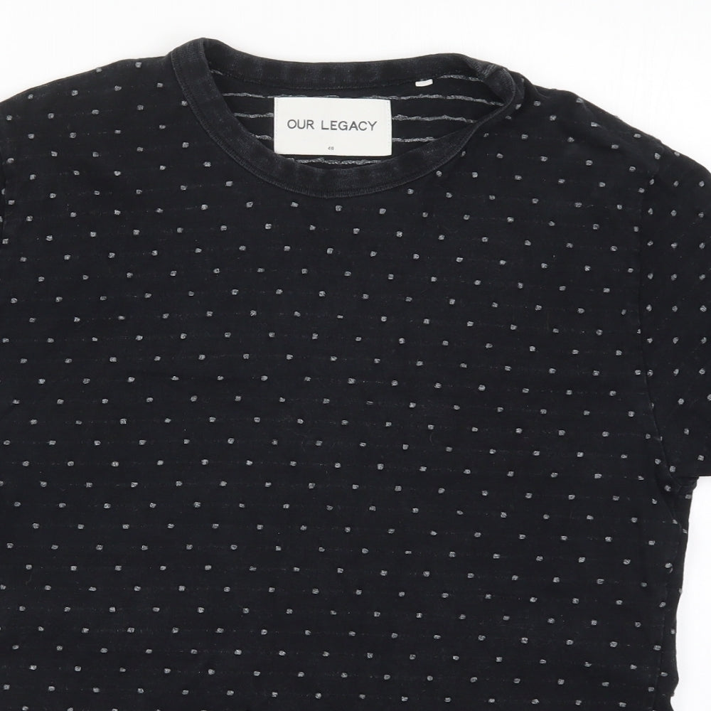 OUR LEGACY Mens Black Polka Dot   T-Shirt Size M