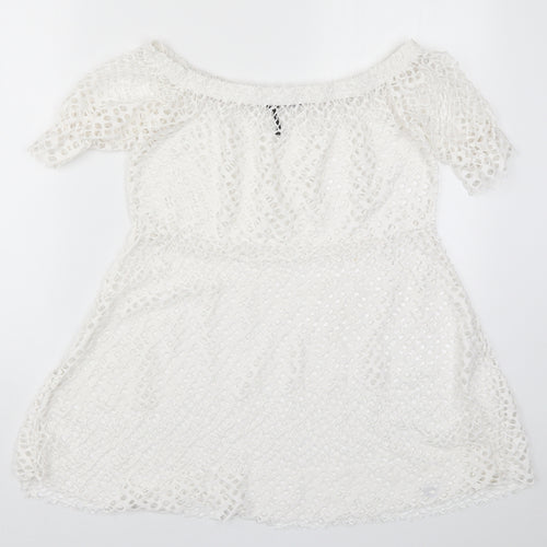 Boohoo Womens White   Basic Blouse Size L  - Cut Out