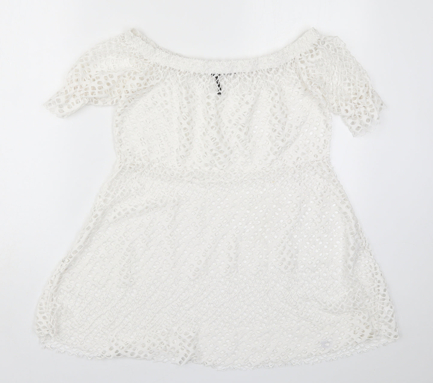 Boohoo Womens White   Basic Blouse Size L  - Cut Out