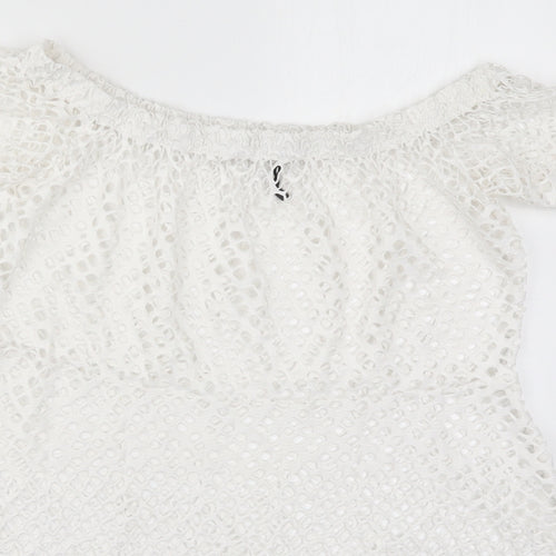 Boohoo Womens White   Basic Blouse Size L  - Cut Out