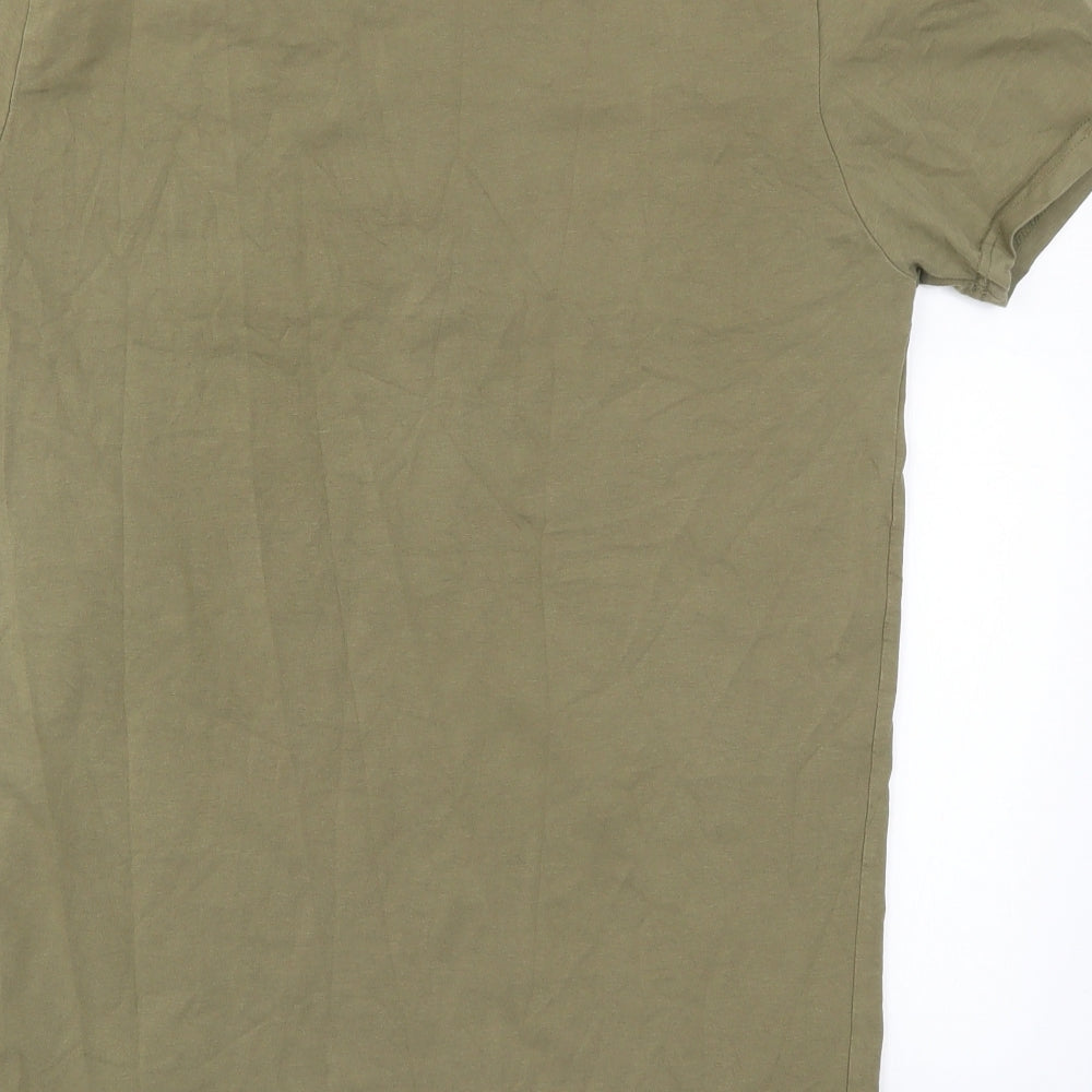 Boohoo MAN Mens Green Striped   T-Shirt Size L
