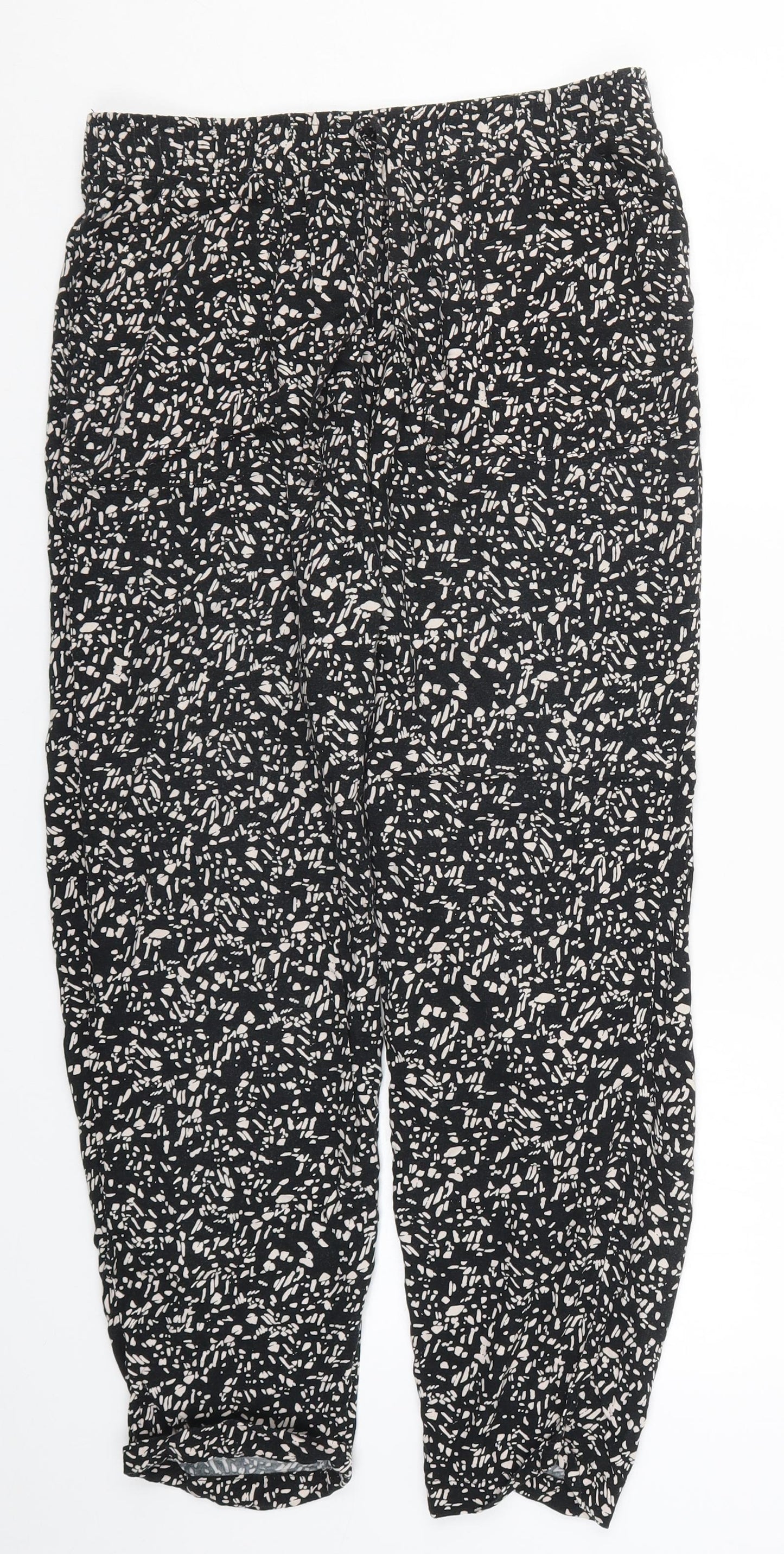 Primark Womens Black Geometric  Trousers  Size 12 L26 in