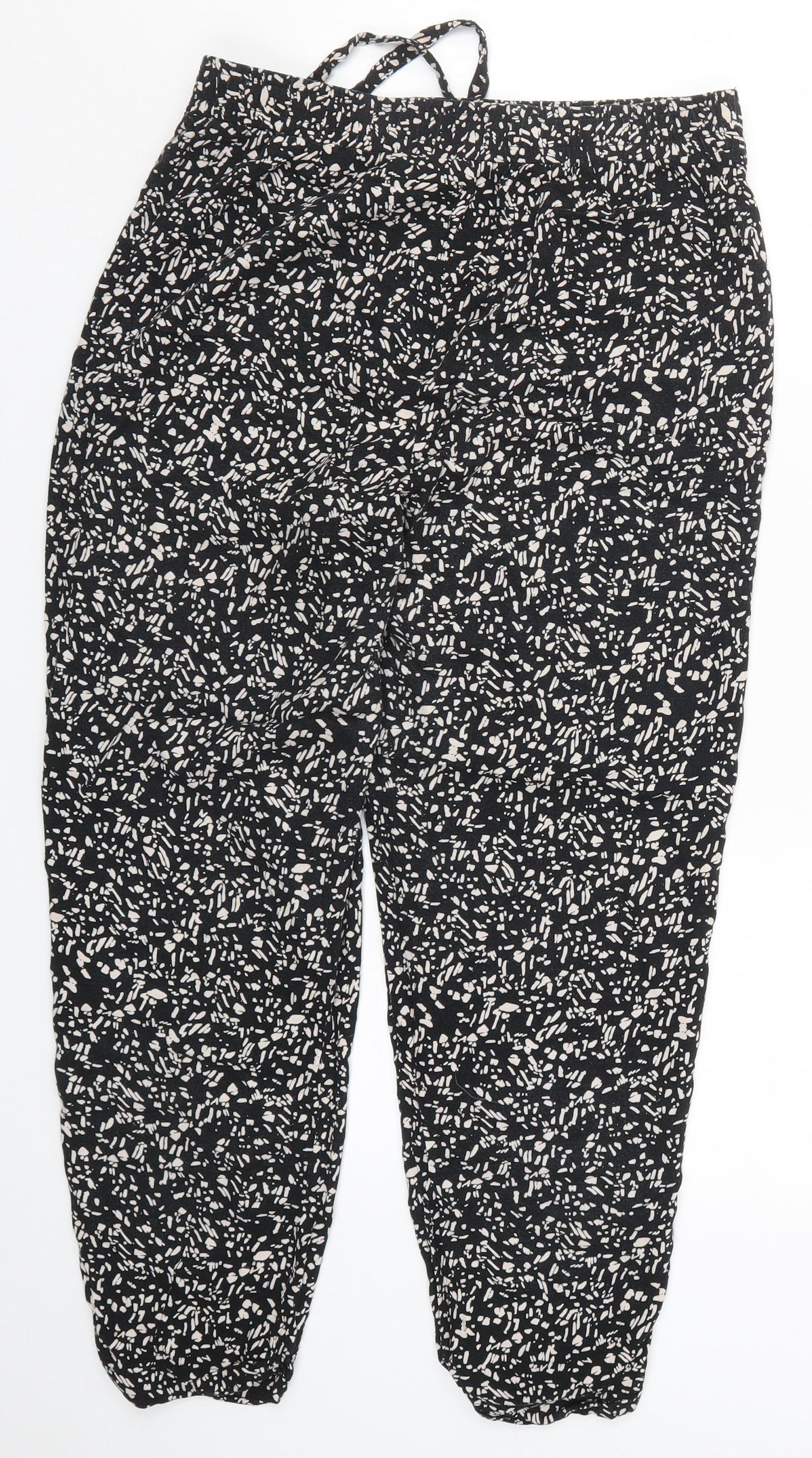 Primark Womens Black Geometric  Trousers  Size 12 L26 in