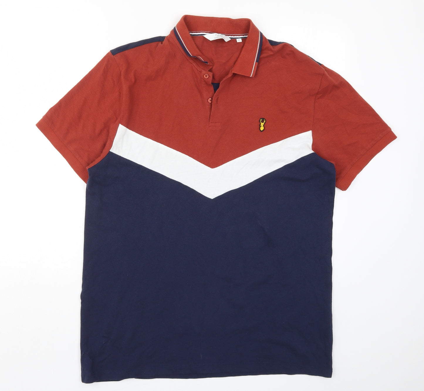 NEXT Mens Brown Colourblock   Polo Size XL  - Blue