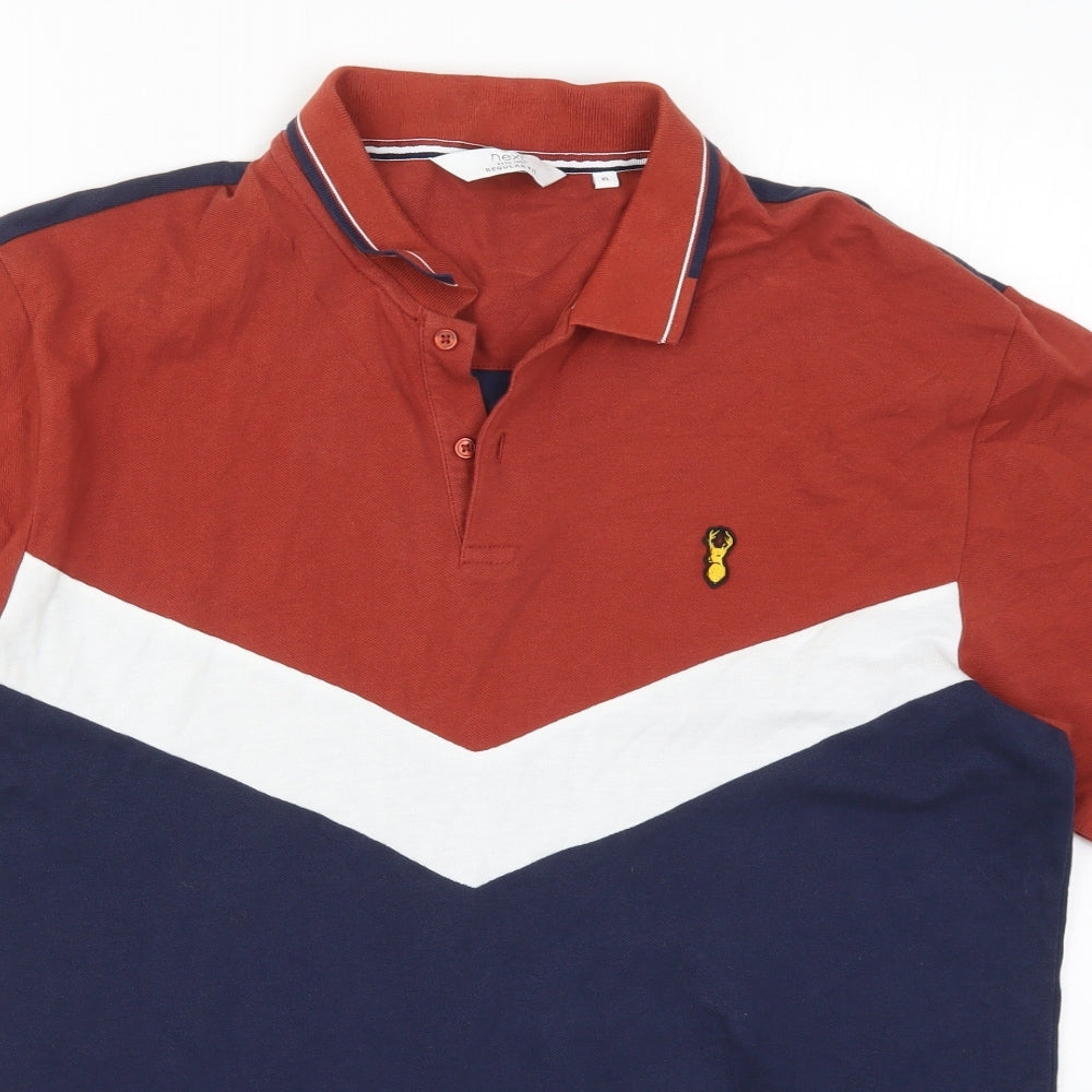 NEXT Mens Brown Colourblock   Polo Size XL  - Blue