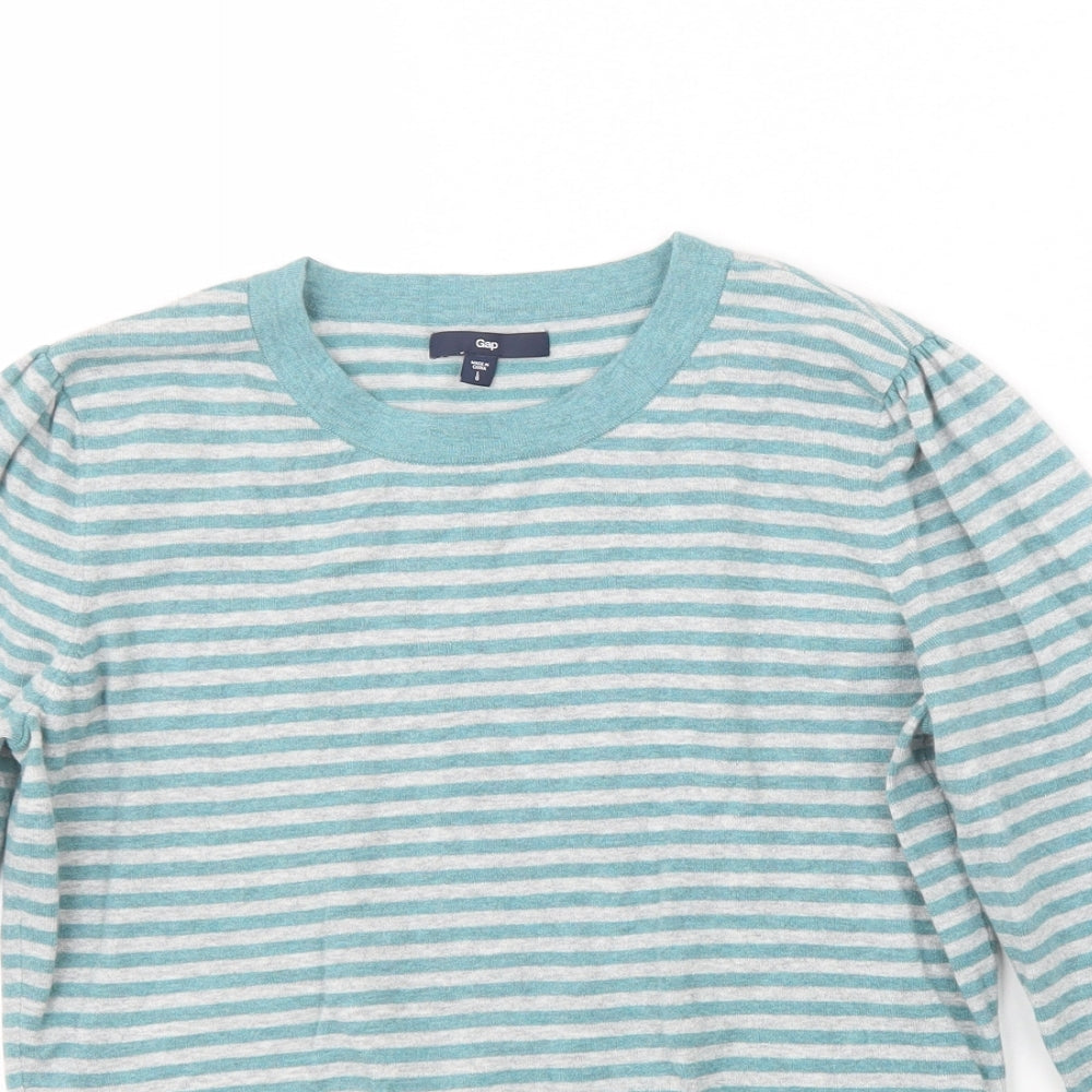 Gap Womens Blue Striped Knit Pullover Jumper Size L