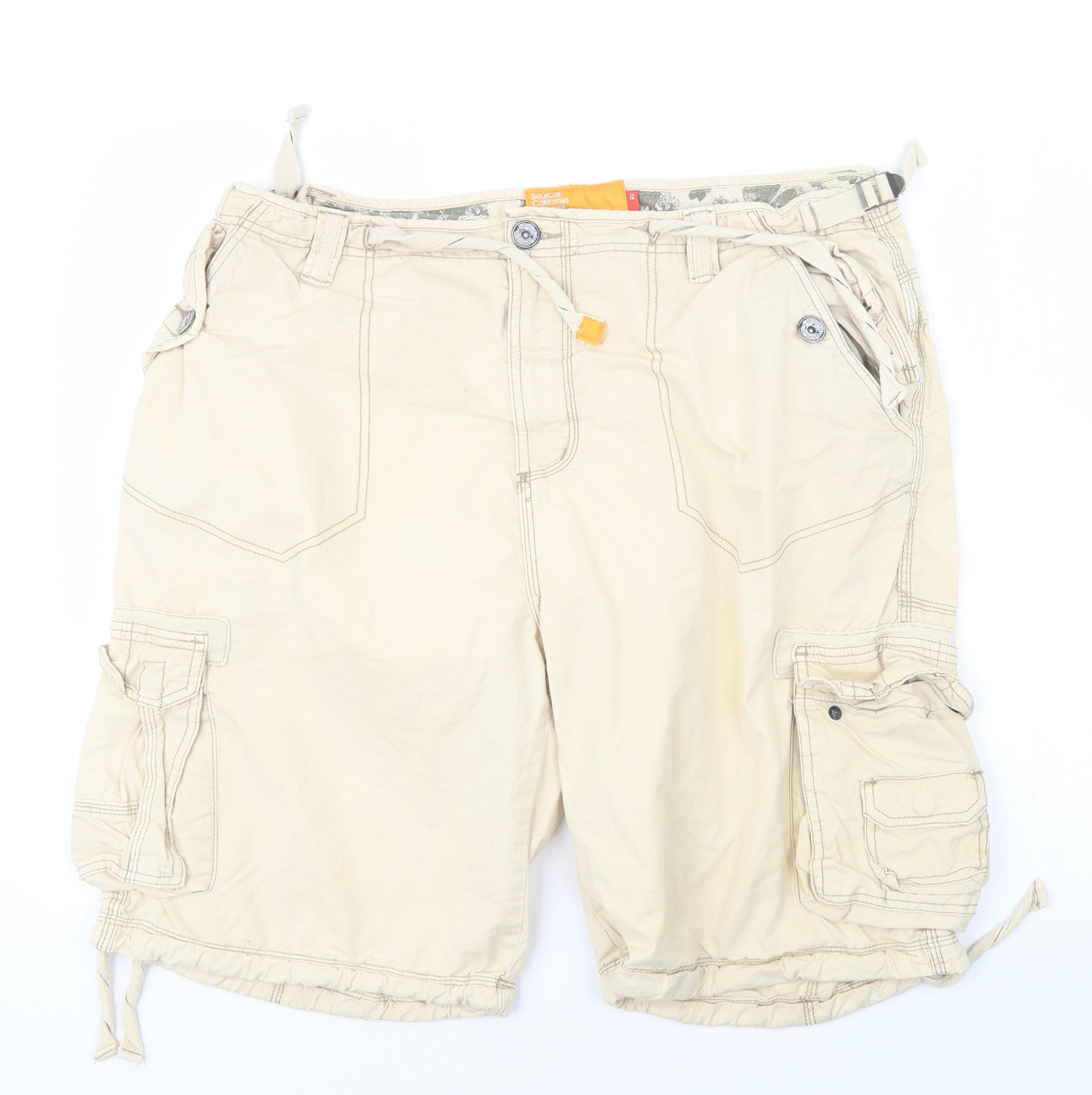 SoulCal&Co Mens Beige   Cargo Shorts Size 35 in