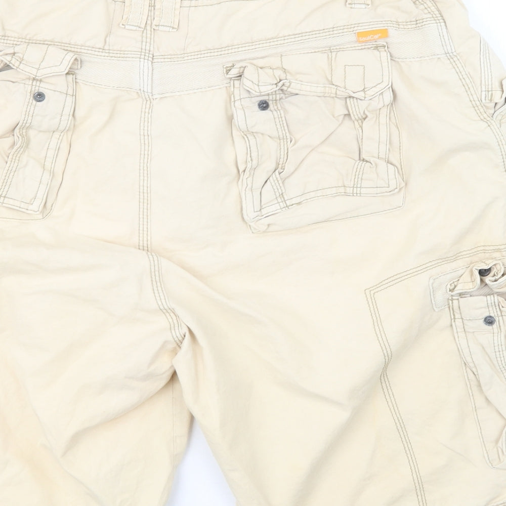 SoulCal&Co Mens Beige   Cargo Shorts Size 35 in