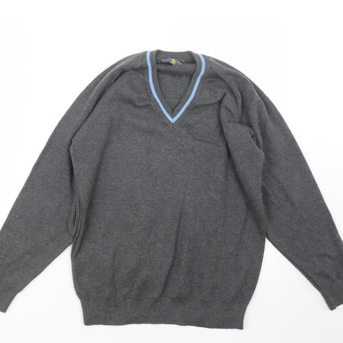 Magic Fit Mens Grey  Knit Pullover Jumper Size S
