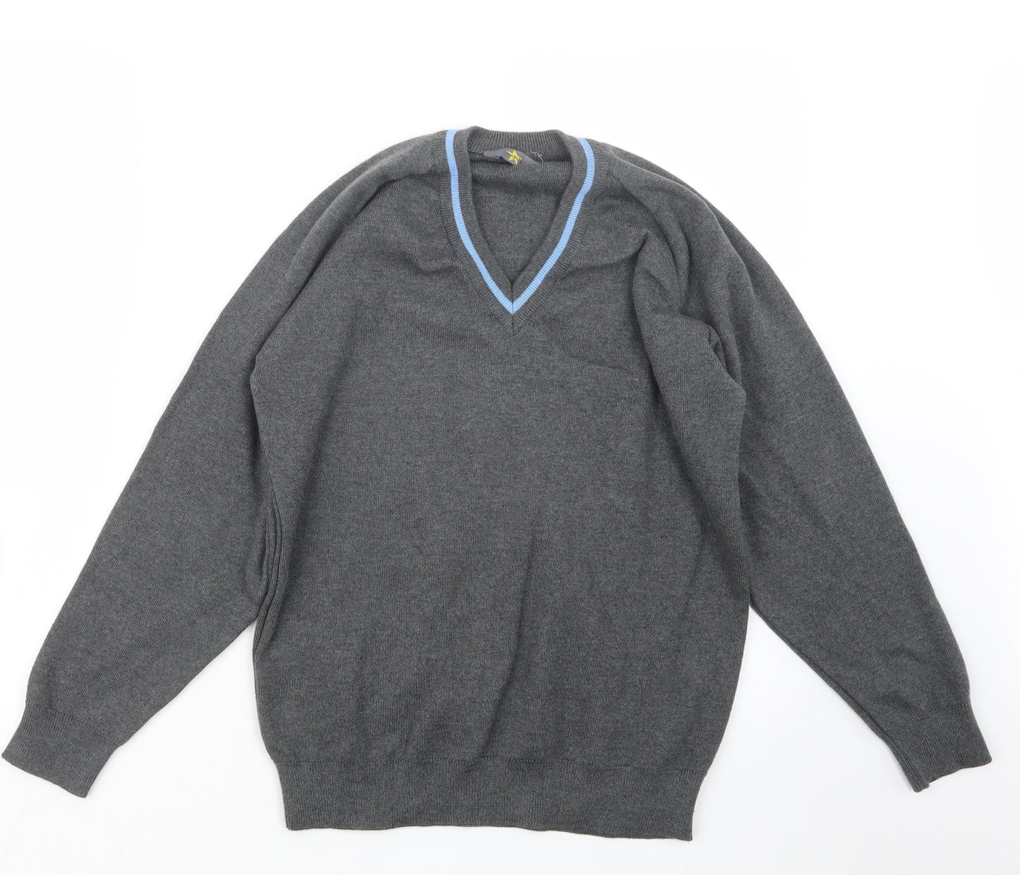Magic Fit Mens Grey  Knit Pullover Jumper Size S