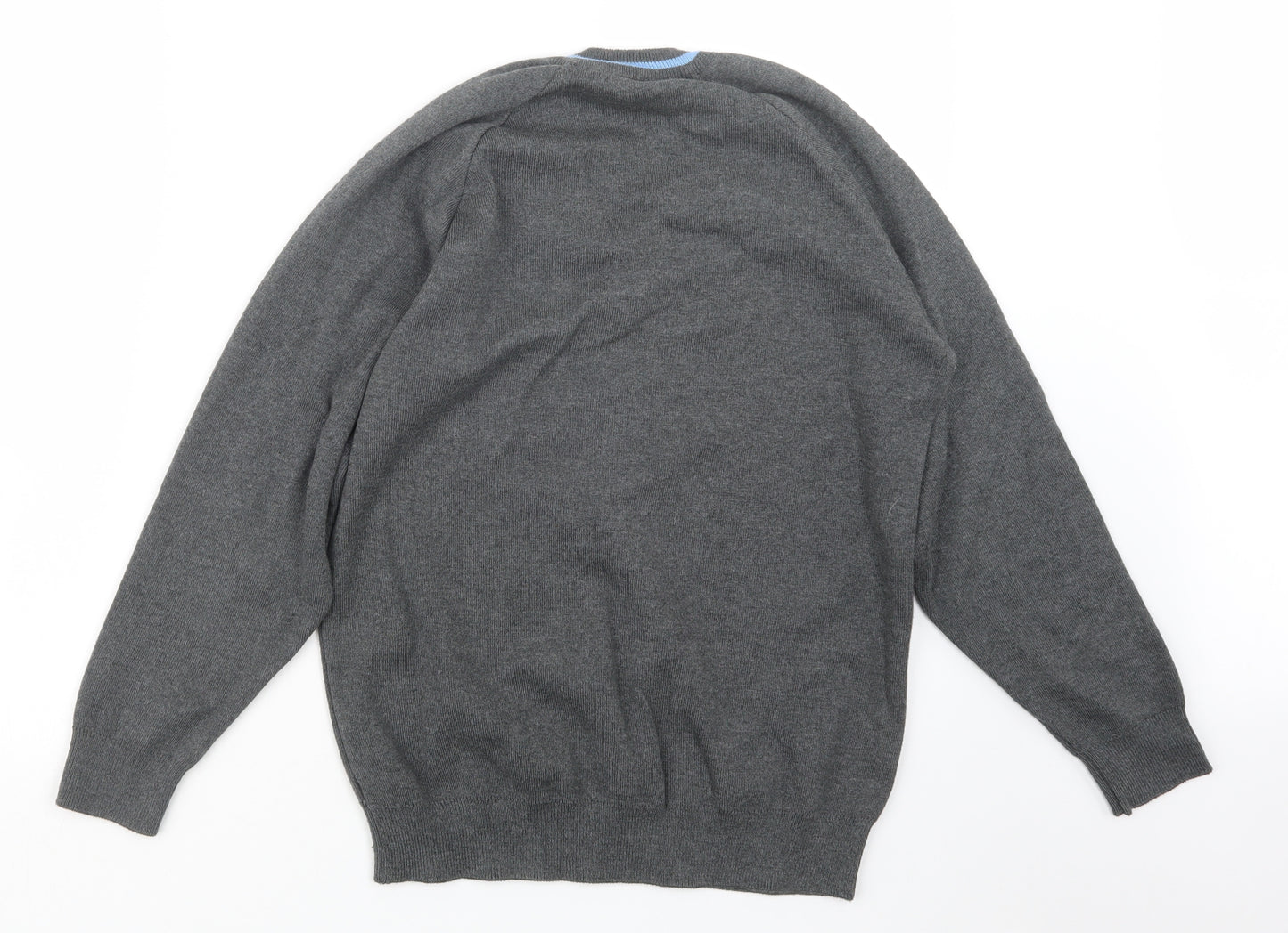 Magic Fit Mens Grey  Knit Pullover Jumper Size S