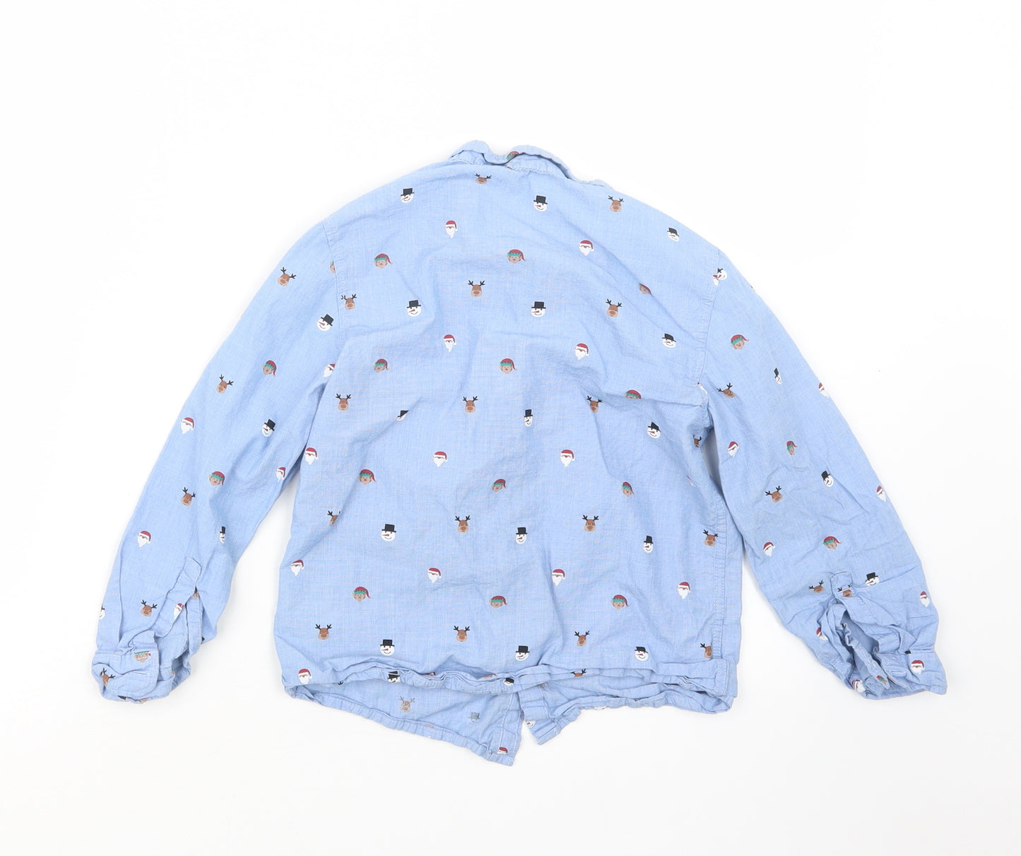 H&M Boys Blue Geometric  Basic Button-Up Size 6-7 Years  - Christmas