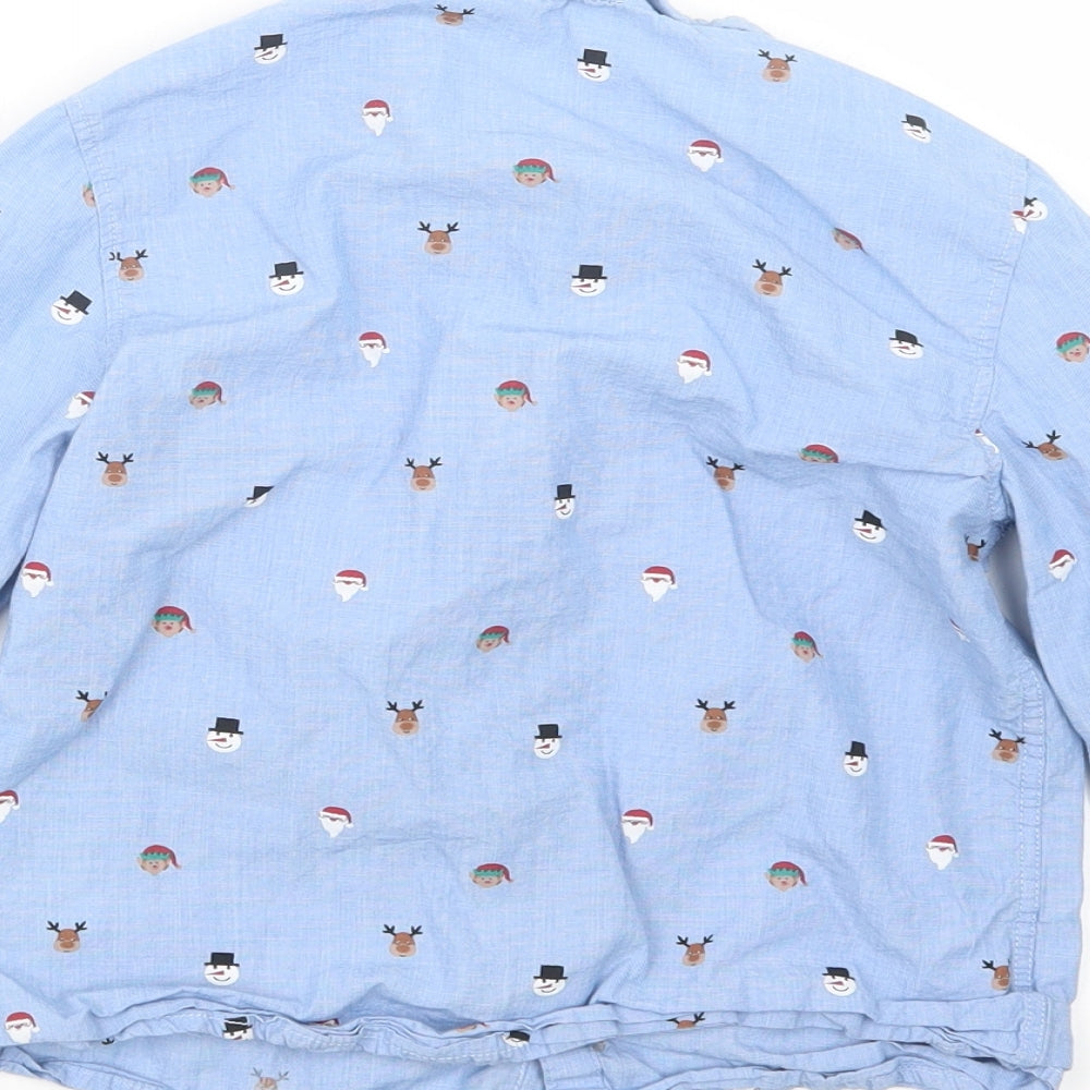 H&M Boys Blue Geometric  Basic Button-Up Size 6-7 Years  - Christmas