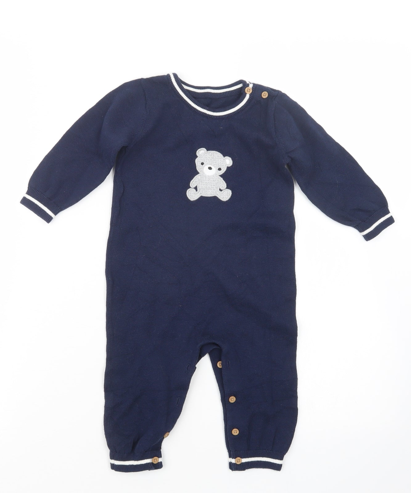 Nutmeg Boys Blue Geometric Knit Babydoll One Piece Size 9-12 Months