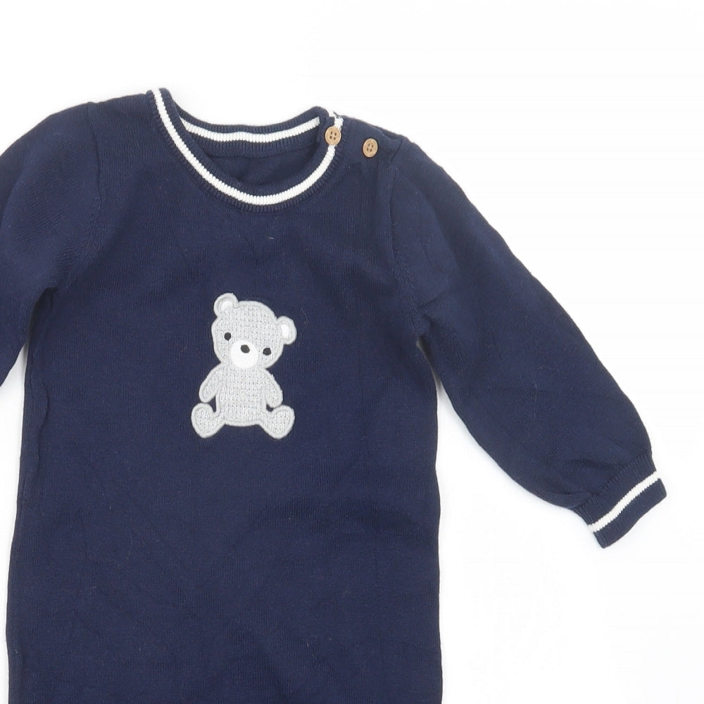 Nutmeg Boys Blue Geometric Knit Babydoll One Piece Size 9-12 Months