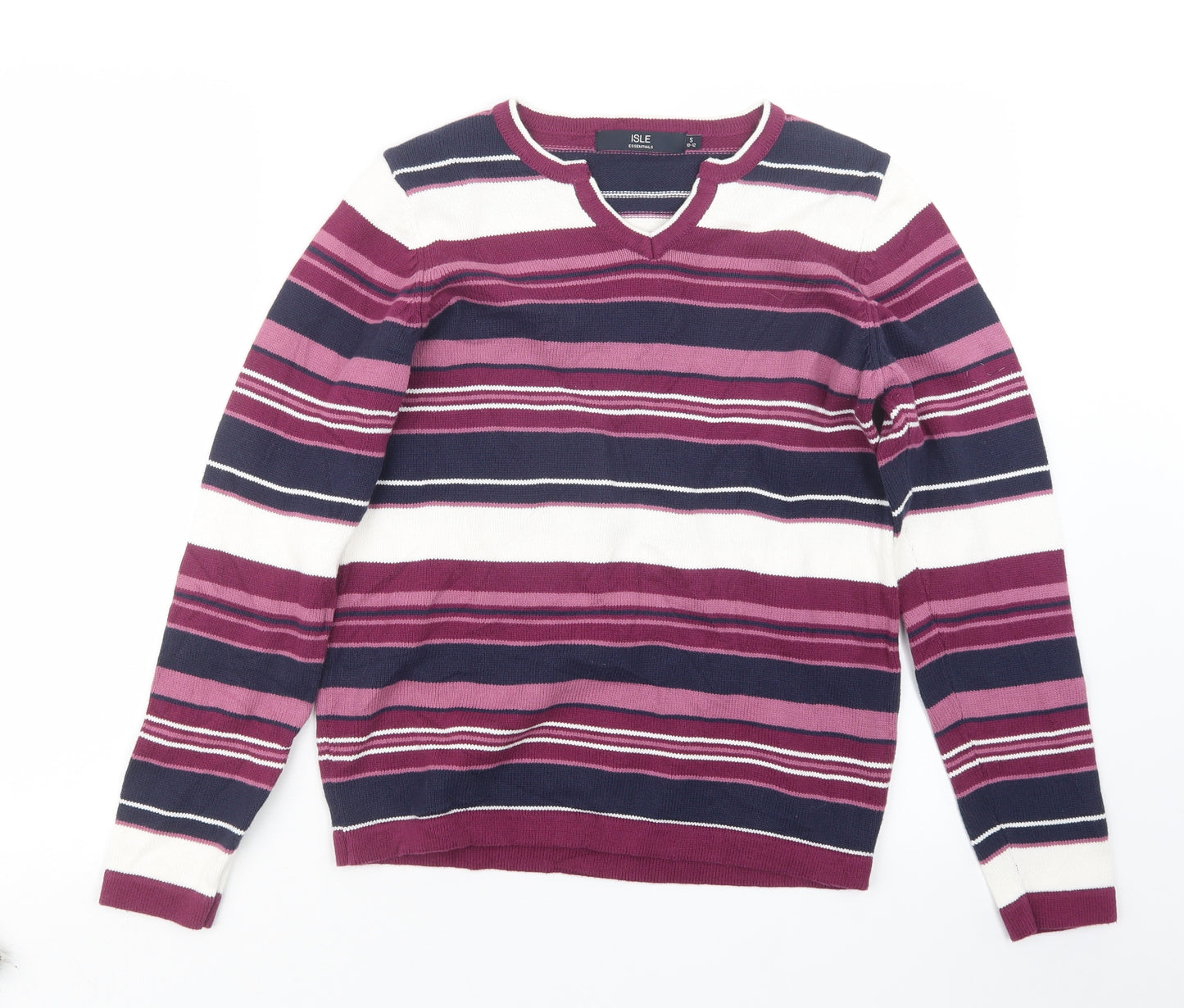 EWM Womens Purple Striped Knit Pullover Jumper Size 10