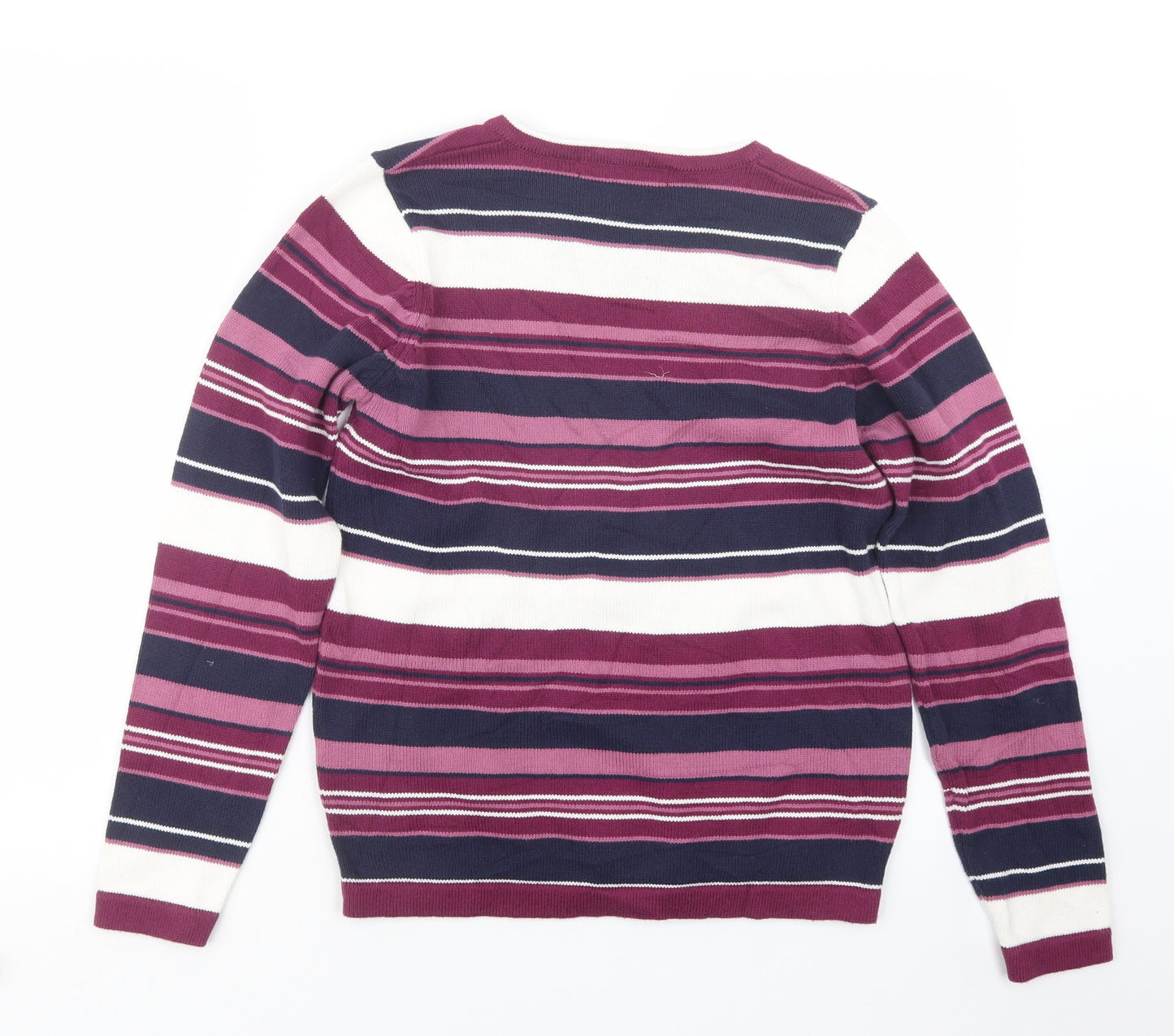 EWM Womens Purple Striped Knit Pullover Jumper Size 10