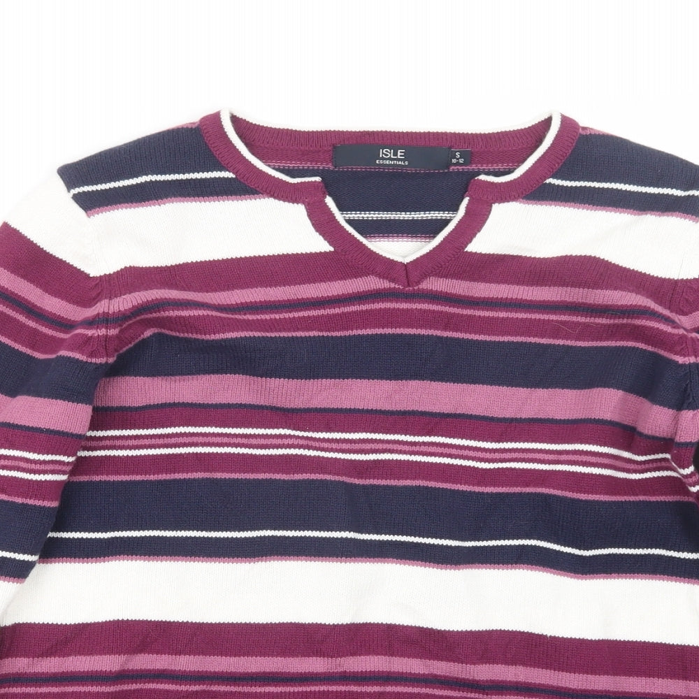 EWM Womens Purple Striped Knit Pullover Jumper Size 10