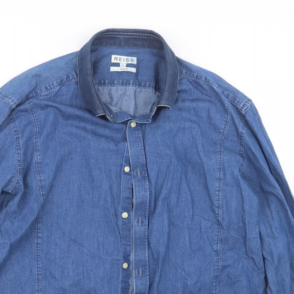 Reiss Mens Blue    Button-Up Size XL