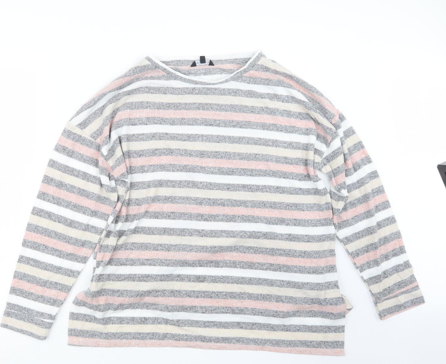 Peacocks Womens Grey Striped  Pullover Jumper Size 18