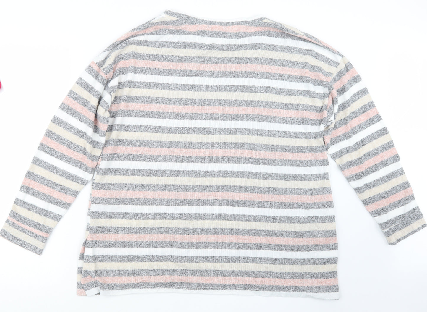Peacocks Womens Grey Striped  Pullover Jumper Size 18