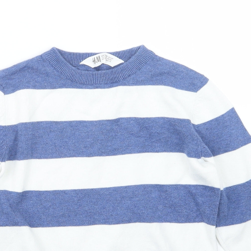 H&M Boys Blue  Knit Pullover Jumper Size 7-8 Years