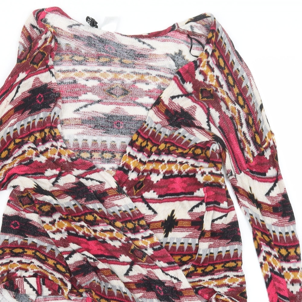 Divided by H&M Womens Pink Geometric  Cardigan Jumper Size S