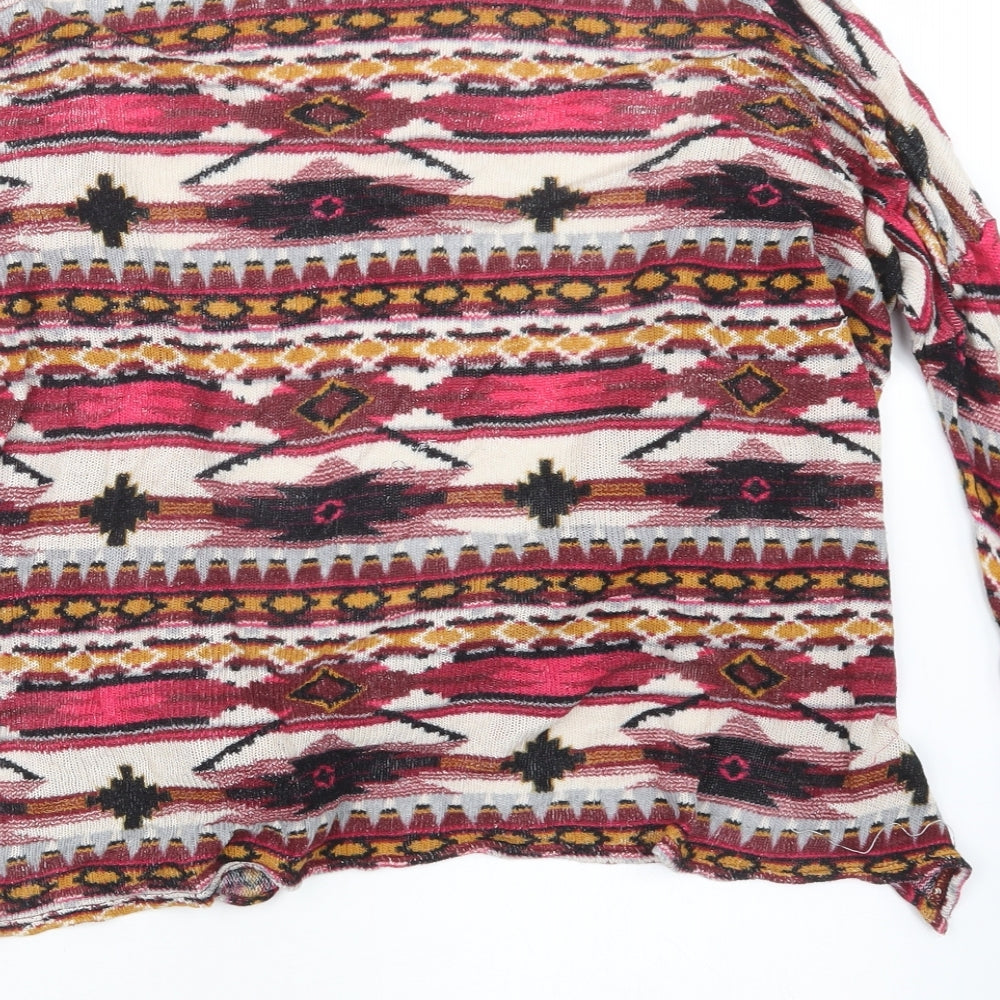 Divided by H&M Womens Pink Geometric  Cardigan Jumper Size S