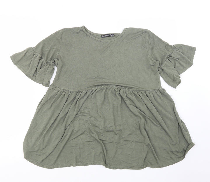 Boohoo Womens Green Basic T-Shirt Size 8