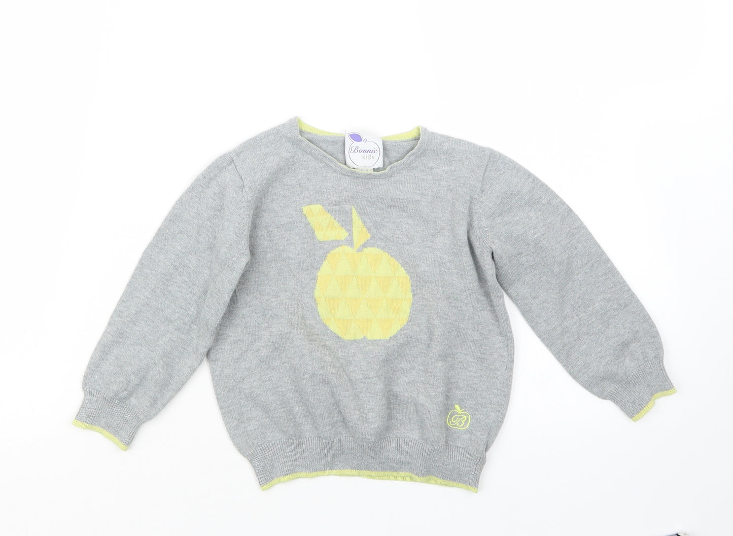 Bonnie Kids Boys Grey  Knit Pullover Jumper Size 4-5 Years