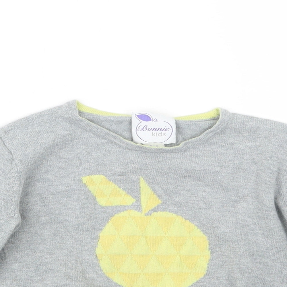 Bonnie Kids Boys Grey  Knit Pullover Jumper Size 4-5 Years