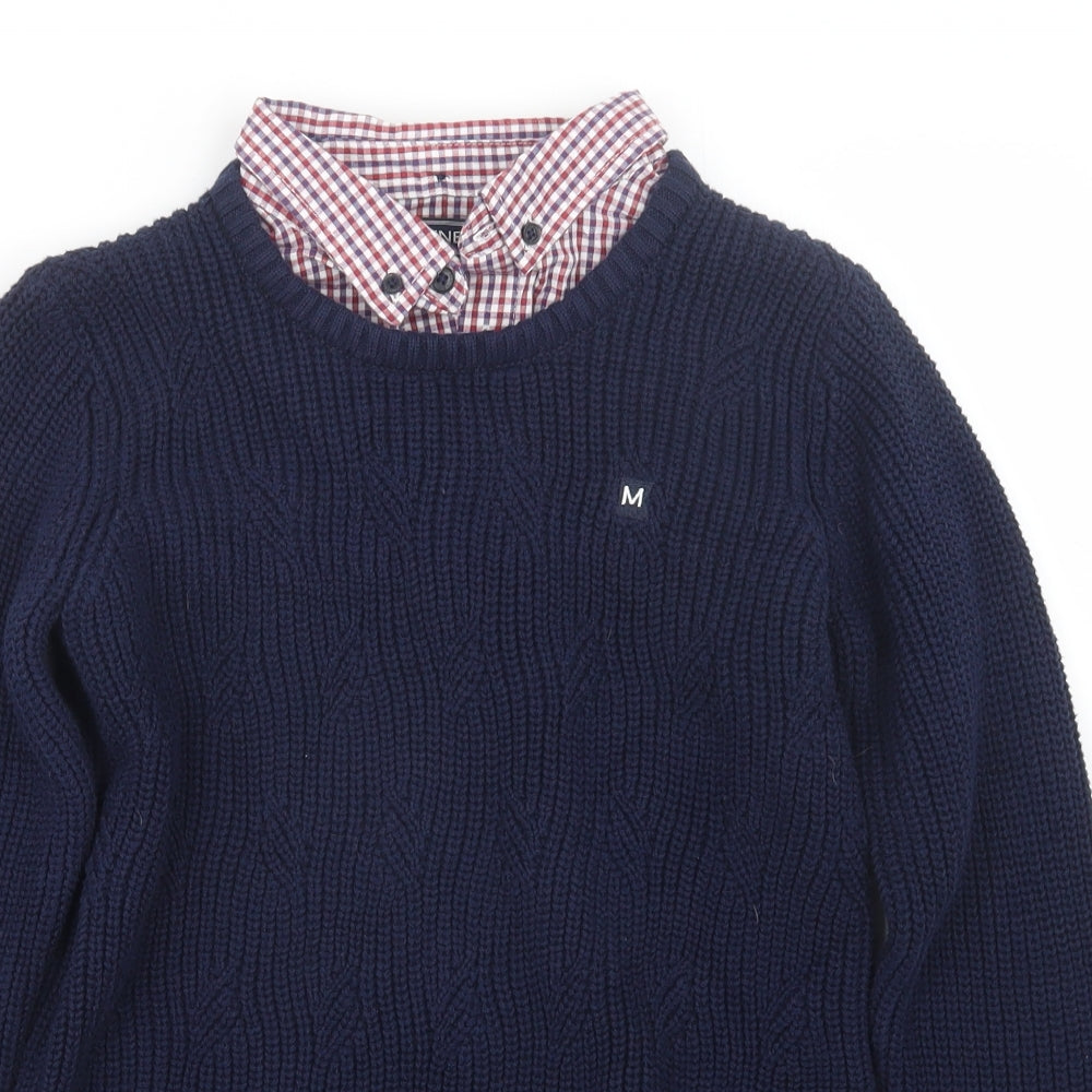 Maine Boys Blue  Knit Pullover Jumper Size 12-13 Years
