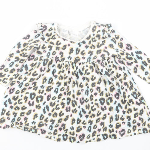 NEXT Girls White Animal Print  Basic T-Shirt Size 3-6 Months